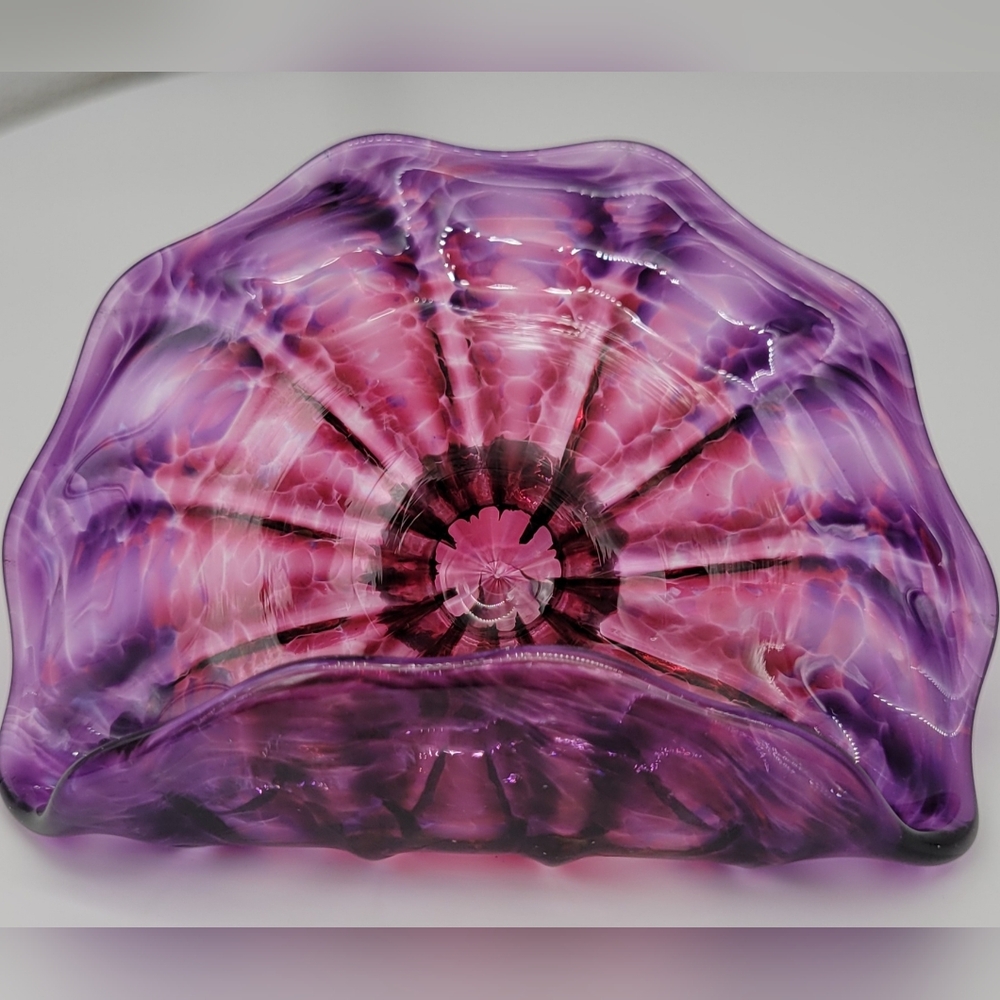 Handmade Purple Glass Business Card Holder Signed by Artist